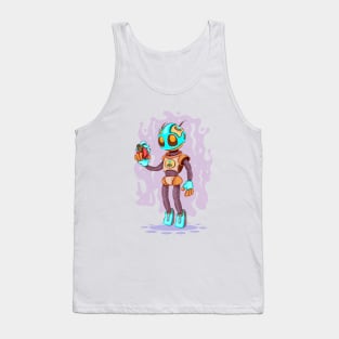 Romantic cartoon robot Tank Top